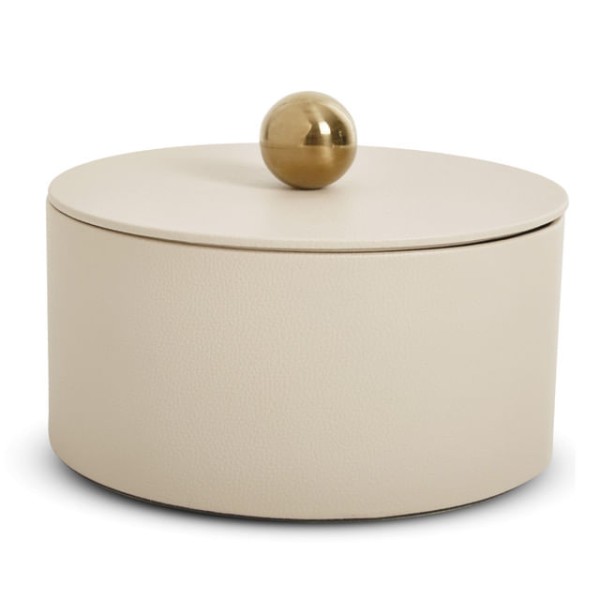 Pote Redonda com Revestimento em PU e puxador Dourado 20 cm | Formosinha