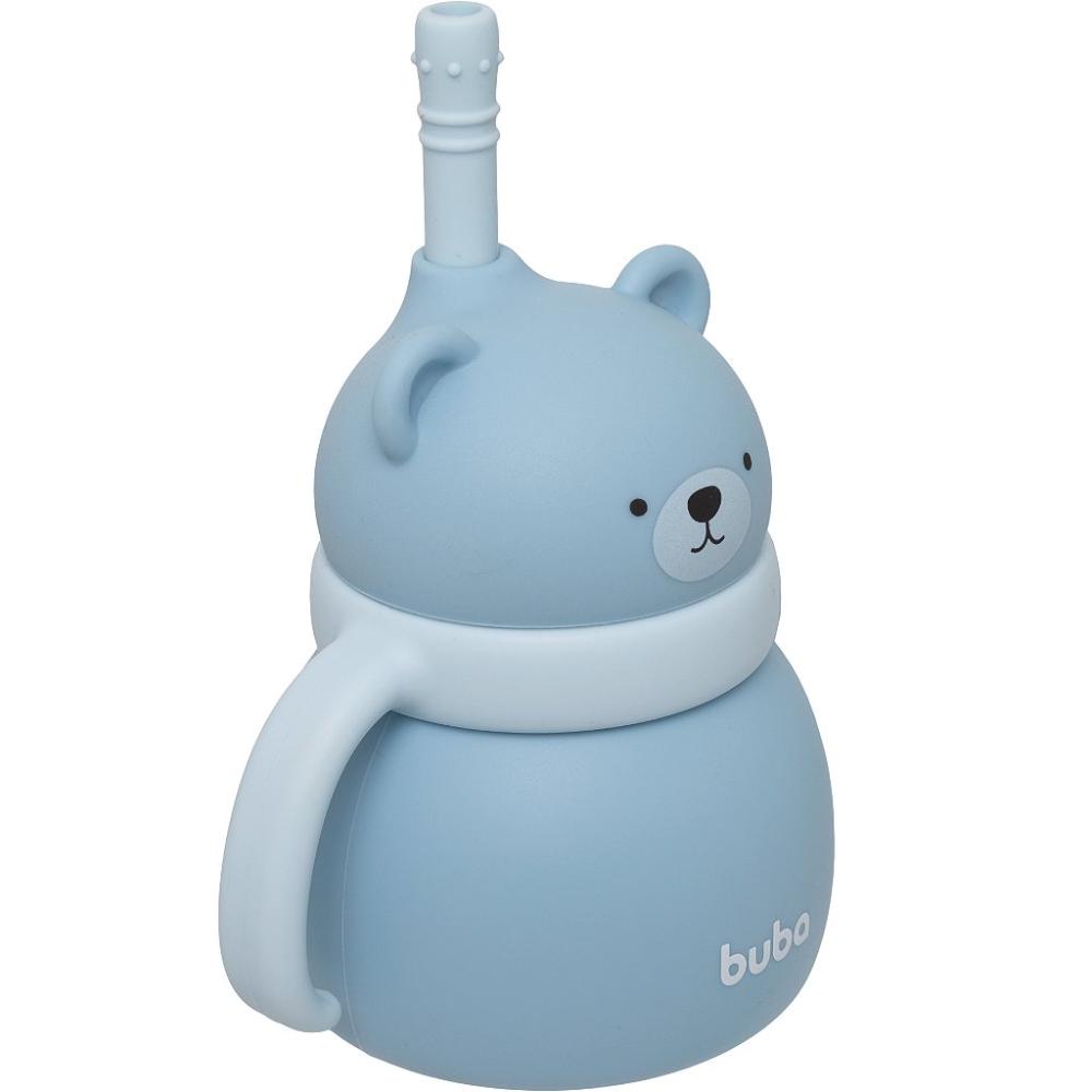 Encontraproduto.com.br - Copo de Silicone Buba Com Canudo Ursinho Azul