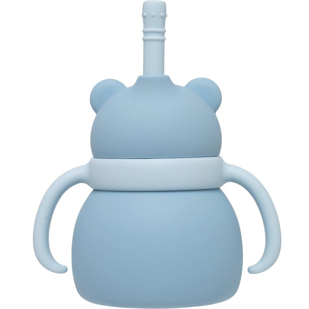 Encontraproduto.com.br - Copo de Silicone Buba Com Canudo Ursinho Azul