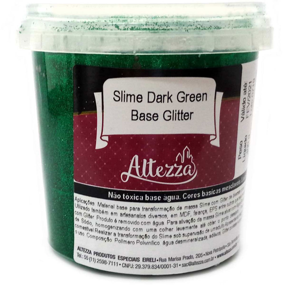 Encontraproduto.com.br - Base para Slime - 400 Gramas - Slime Dark Green - Base Glitter - Reval