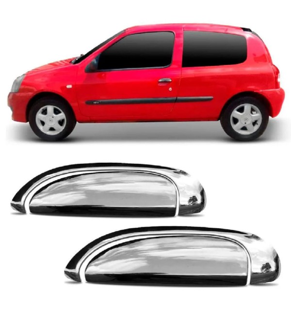 Encontraproduto.com.br - Aplique Cromado Maçaneta Renault Clio 2000 à 2016 2 Portas