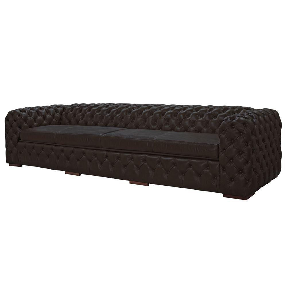 Encontraproduto.com.br - Sofá 3 Lugares Astúria 240cm Couro Marrom Fosco - Gran Belo