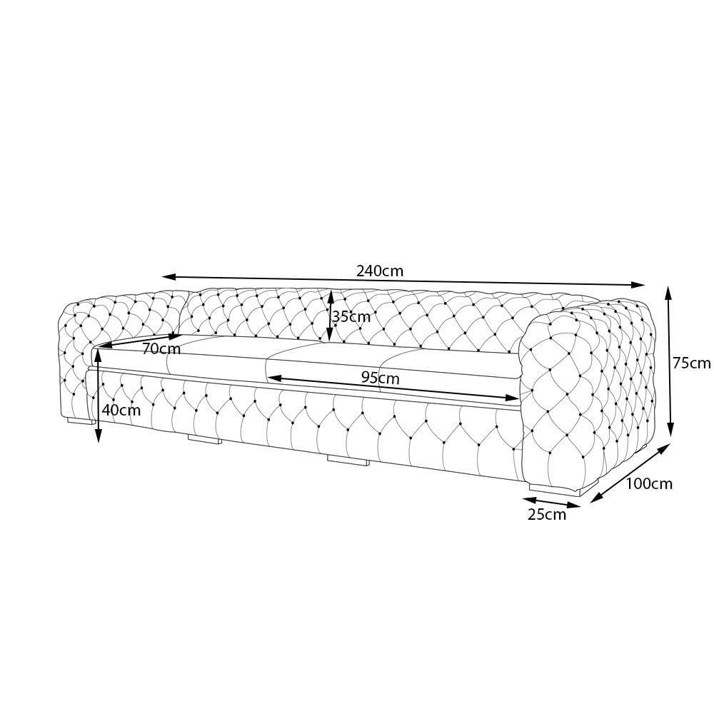 Encontraproduto.com.br - Sofá 3 Lugares Astúria 240cm Couro Marrom Fosco - Gran Belo