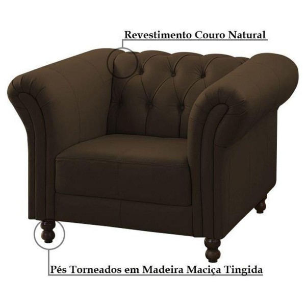 Encontraproduto.com.br - Kit 02 Poltronas Decorativa Maggiore Couro Conhaque G58 - Gran Belo