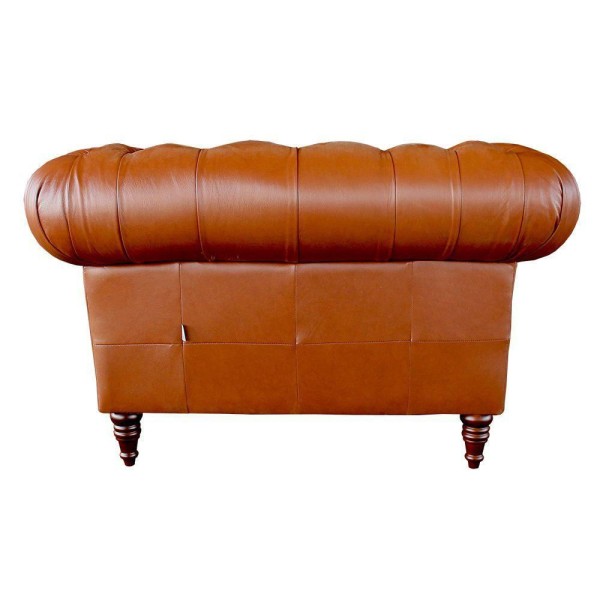 Encontraproduto.com.br - Jogo de Sofá Sala de Estar Chesterfield Duo Couro Conhaque Brilho - Gran Belo