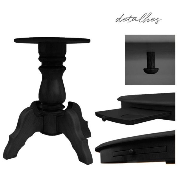 Encontraproduto.com.br - Mesa de Jogos Carteado Montreal Redonda Tampo Reversível Preto com 6 Cadeiras Liverpool Corino Preto Matelassê - Gran Belo