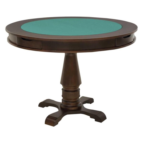 Encontraproduto.com.br - Mesa de Jogos Carteado Victoria 4 Lugares Redonda Tampo Reversível com Gavetas e Porta Copos Imbuia - Gran Belo
