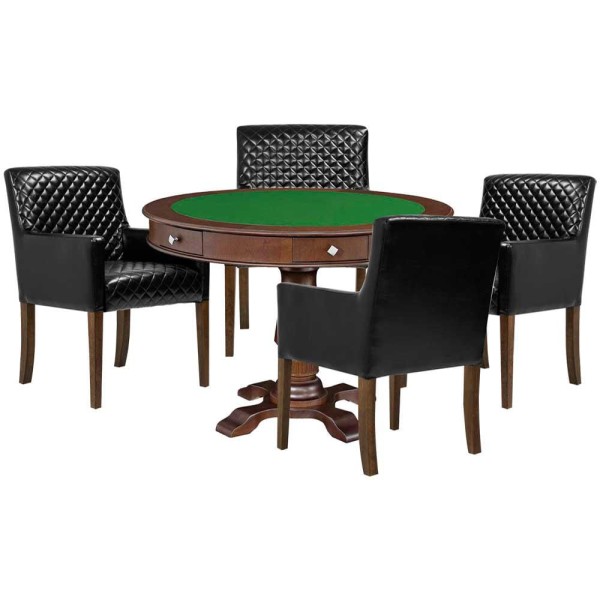Encontraproduto.com.br - Mesa de Jogos Victoria Redonda Tampo Reversível 4 Cadeiras