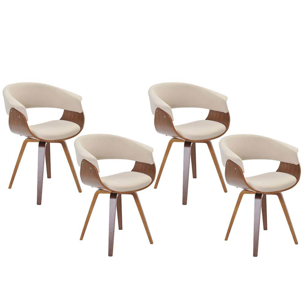 Encontraproduto.com.br - Kit 04 Cadeiras Giratória Decorativa para Escritório Home Office Ohana Linho Bege Gran Belo