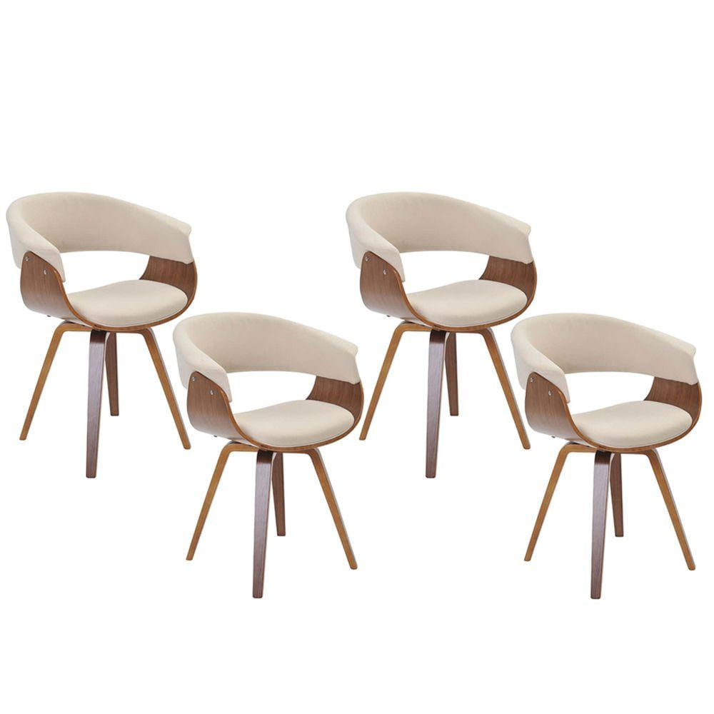 Encontraproduto.com.br - Kit 04 Cadeiras Giratória Decorativa para Escritório Home Office Ohana Linho Bege Gran Belo
