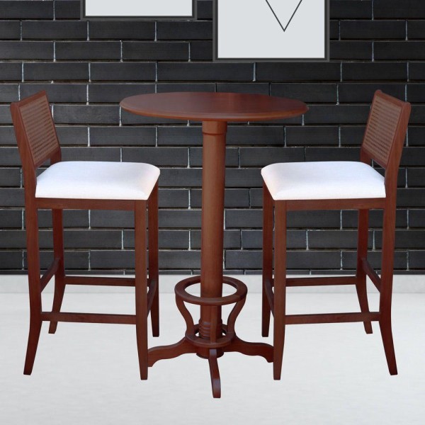 Encontraproduto.com.br - Mesa Bar Redonda com Suporte para Pés Madeira Maciça Adan