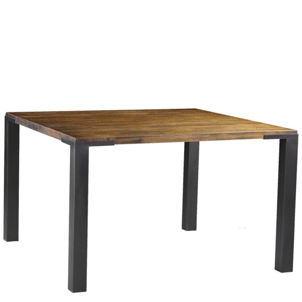 Encontraproduto.com.br - Mesa Sala de Jantar Cozinha Bladel Quadrada 100cm Grafite Madeira Maciça Rustic Brown - Gran Belo