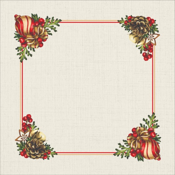 Guardanapo Estampado Bolas de Natal  Bege 45cm