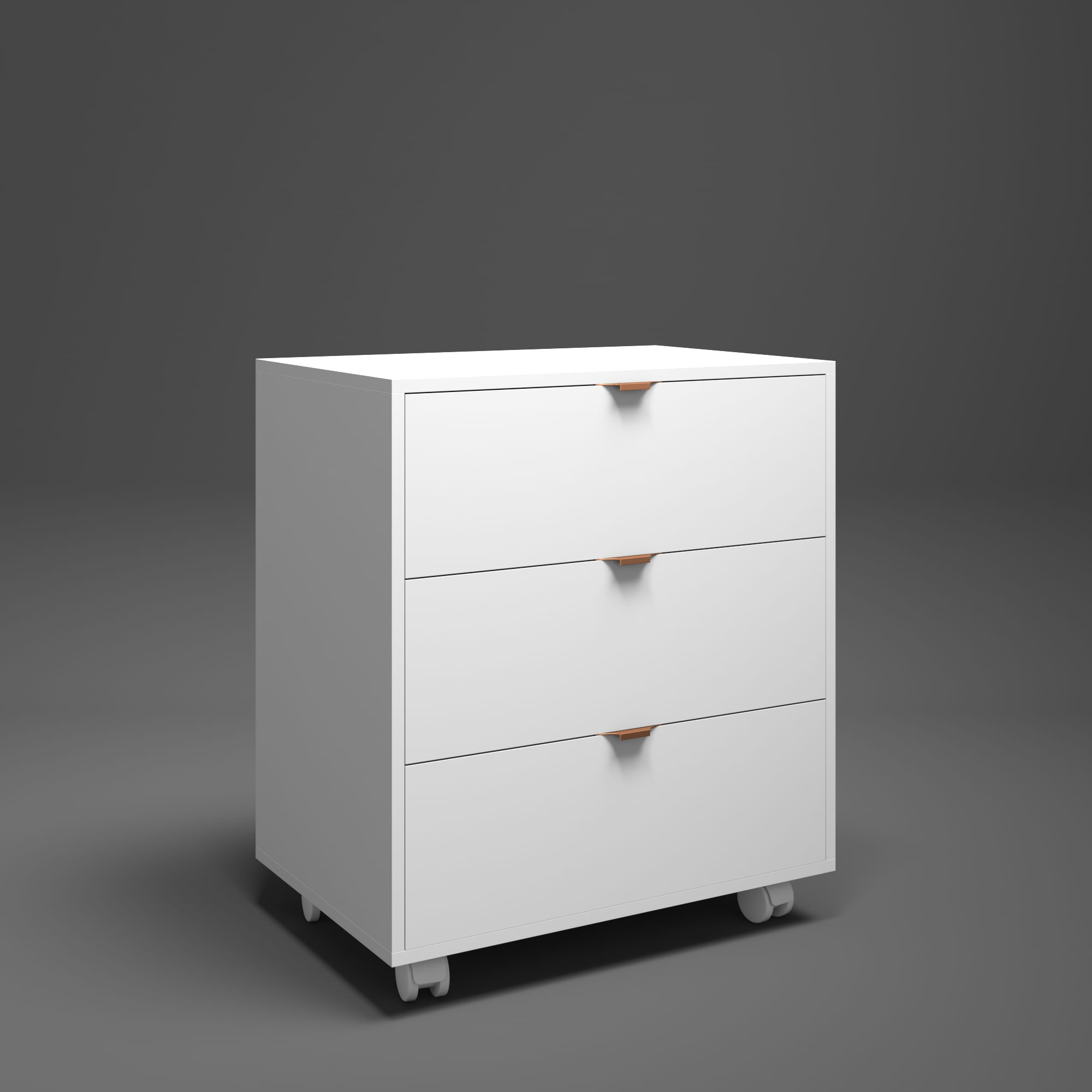 Encontraproduto.com.br - Gabinete Gaveteiro Organizador Multiuso 3 Gavetas Com Rodízio | Branco com Cobre | Mod: Mileto