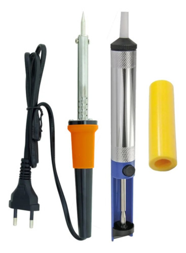 Encontraproduto.com.br - Kit Ferro De Solda Com Sugador E Bico De Silicone 110v 40w