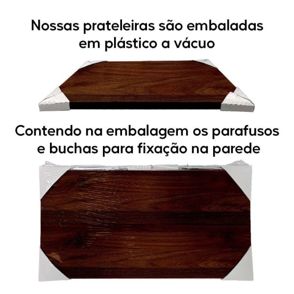 Encontraproduto.com.br - Kit 3 Prateleiras Cor Madeira Mdf 30x20 Suporte Invisível