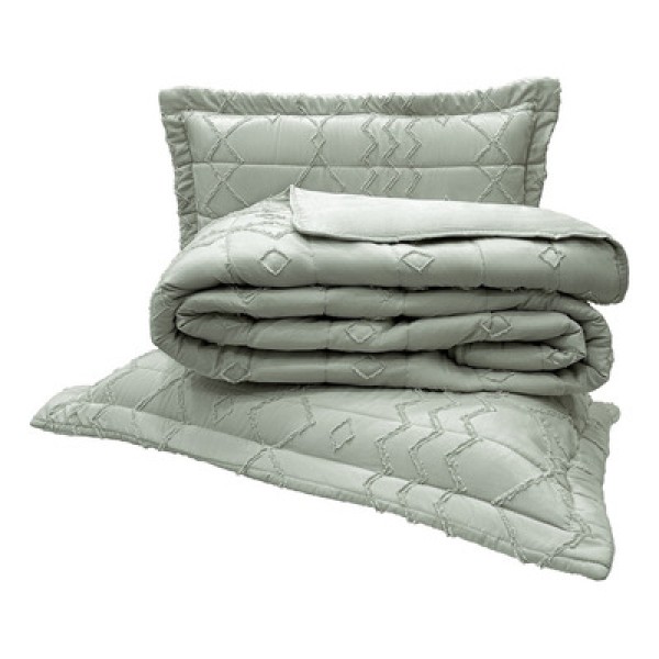 Encontraproduto.com.br - Cobre Leito King Arezzo Dupla Face 300 Fios 3 Peças - Cinza