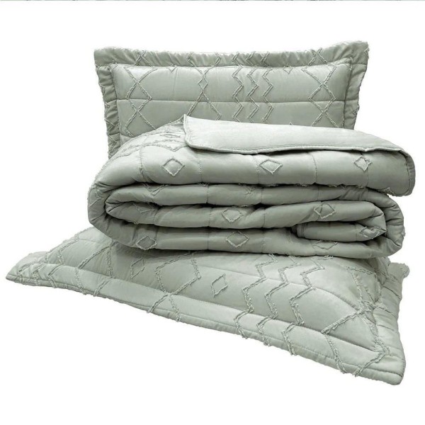 Encontraproduto.com.br - Cobre Leito King Arezzo Dupla Face 300 Fios 3 Peças - Cinza