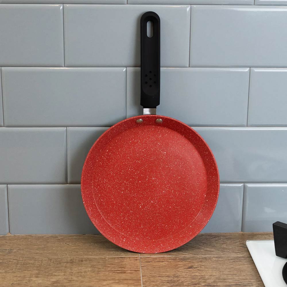 Encontraproduto.com.br - Tapioqueira de Indução em Alumínio com Revestimento Cerâmico Vermelha 22cm - Lyor