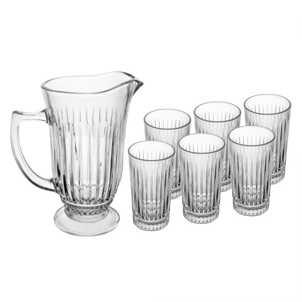 Conjunto Jarra com 6 Copos de Vidro Deli Diamante 1L/300ml - Lyor
