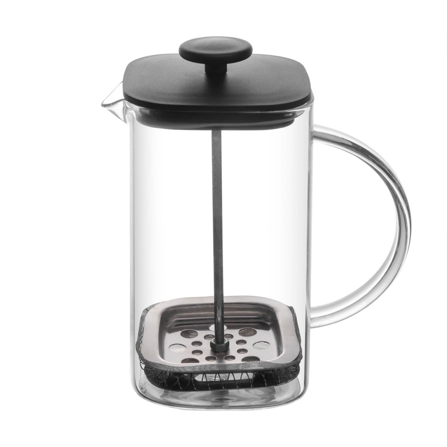 Cafeteira Prensa Francesa de Vidro Borossilicato e Tampa de Plástico Preta Quadratta 700ml - Lyor