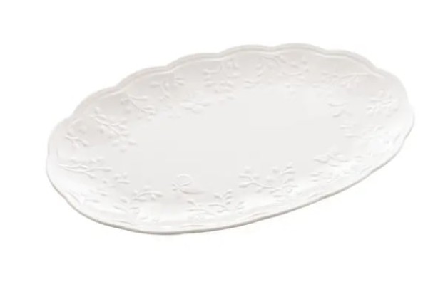 Encontraproduto.com.br - Travessa de Porcelana New Bone Butterfly Flower 36,5cm x 24cm x 3cm - Lyor