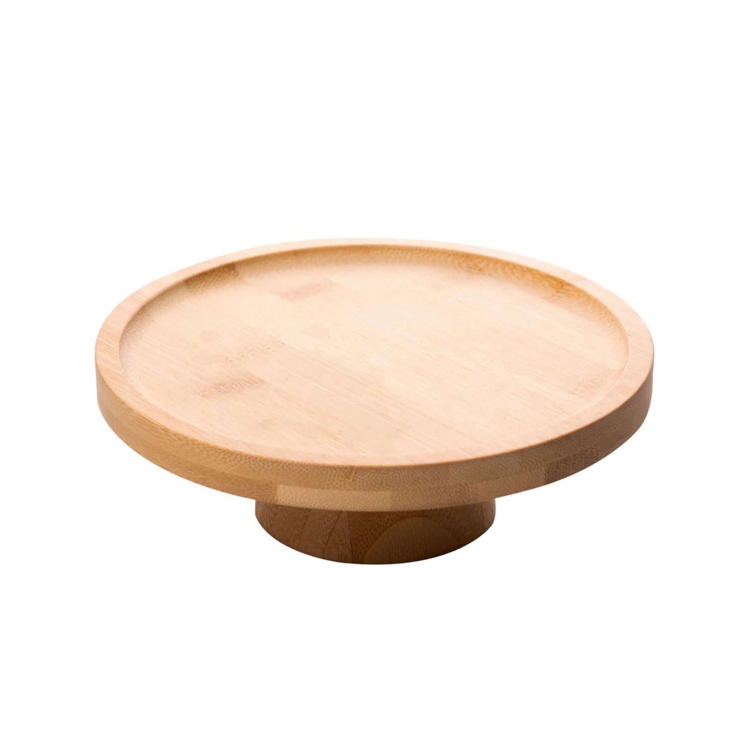 Encontraproduto.com.br - Prato para Bolo de Bambu com Pé 18cm x 6cm - Lyor