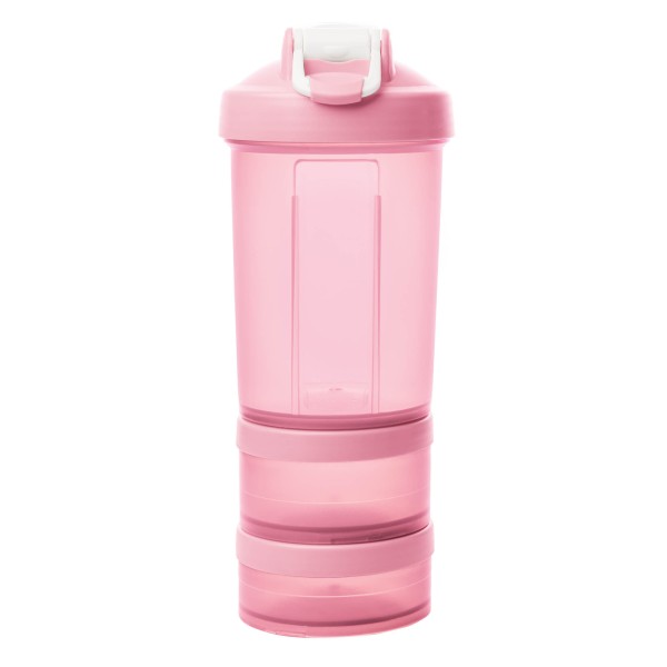 Encontraproduto.com.br - Garrafa Shaker 3 em 1 de Plástico Performance Rosa 650ml - Lyor