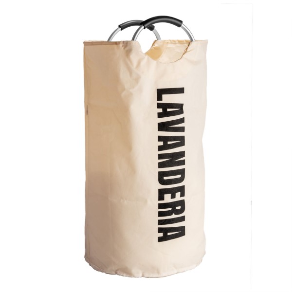 Encontraproduto.com.br - Cesto para Lavanderia de Poliéster com Alça em Alumínio Branco 57cm x 38cm x 69,5cm - Lyor