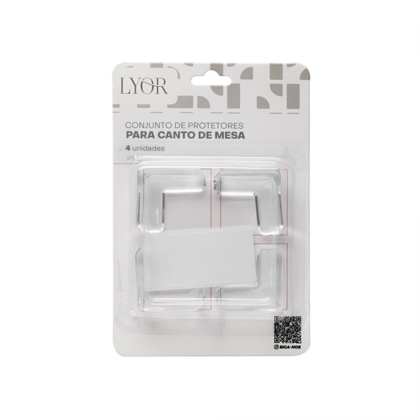 Conjunto 4 Protetores para Canto de Mesa de PVC 3cm x 3cm x 1,5cm - Lyor