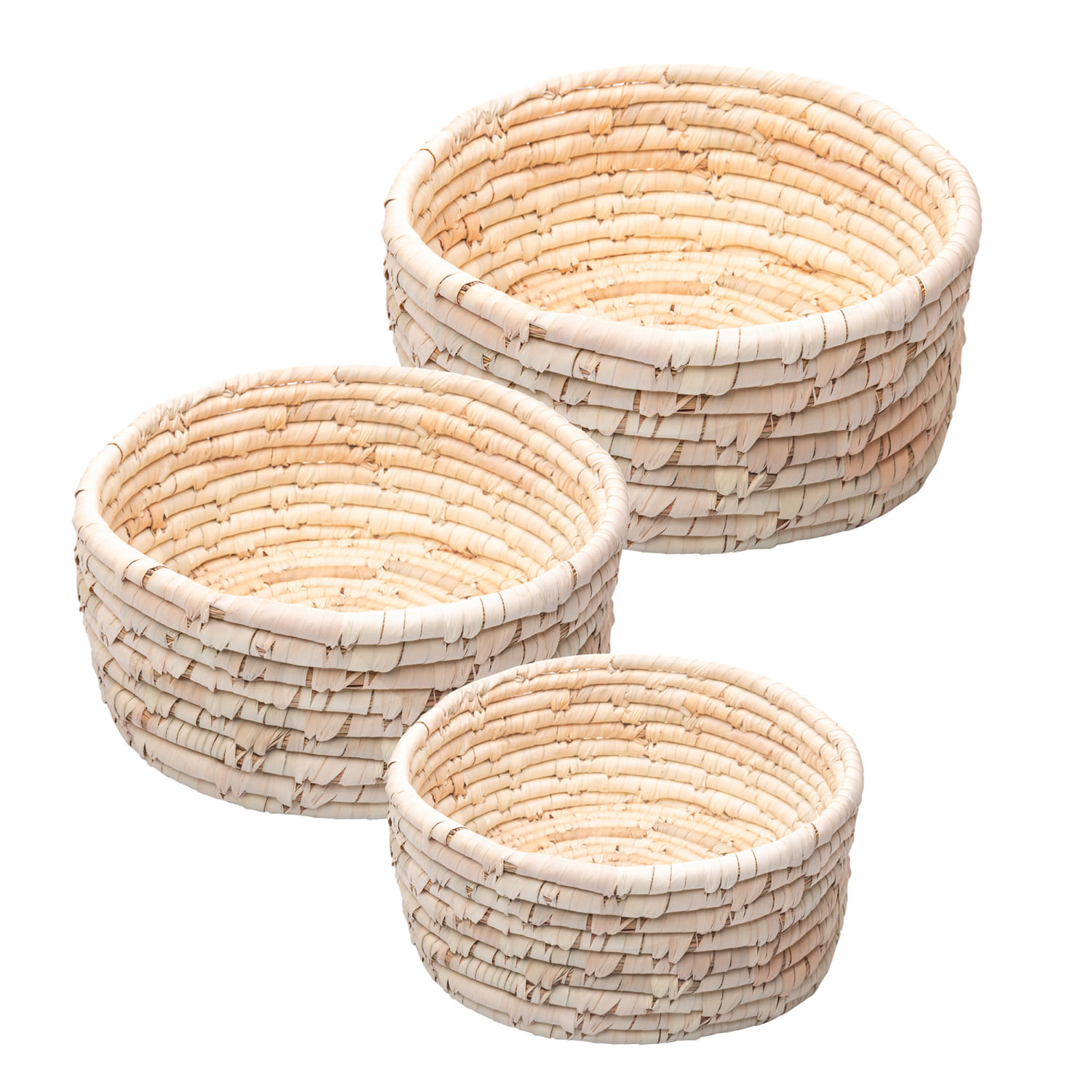 Encontraproduto.com.br - Conjunto 3 Cestos Redondos de Fibra Natural Braid - Lyor