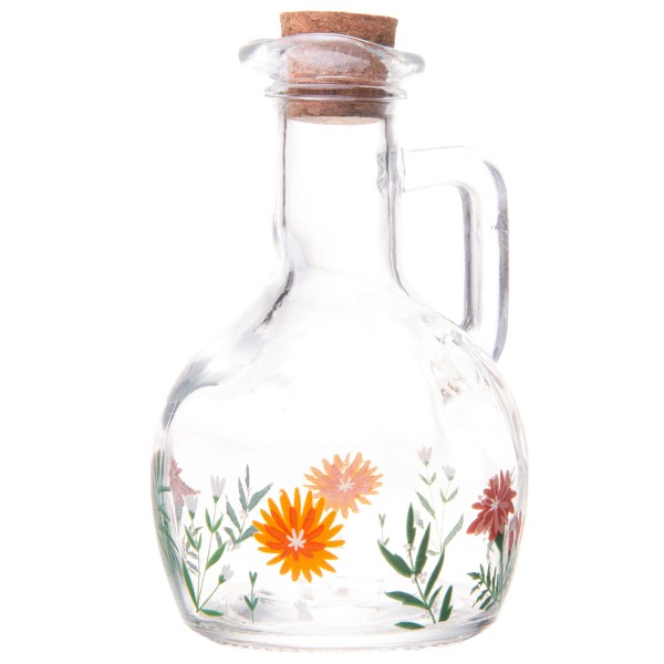 Encontraproduto.com.br - Garrafa para Azeite de Vidro com Tampa Rolha Flora 180ml - Lyor