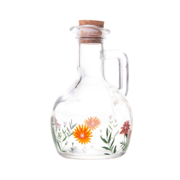 Encontraproduto.com.br - Garrafa para Azeite de Vidro com Tampa Rolha Flora 180ml - Lyor