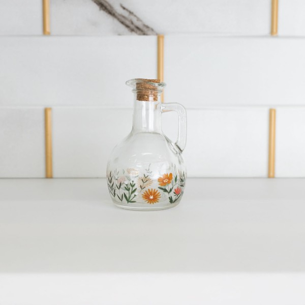 Encontraproduto.com.br - Garrafa para Azeite de Vidro com Tampa Rolha Flora 180ml - Lyor