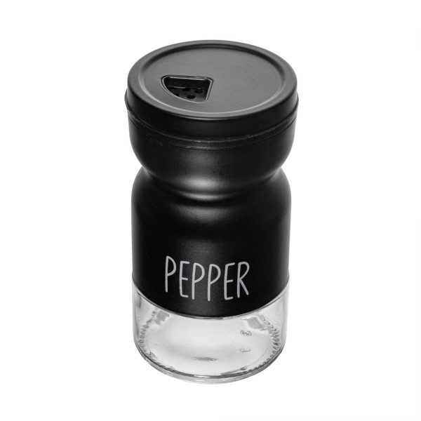 Encontraproduto.com.br - Pimenteiro de Vidro com Tampa de Metal Preto 120ml - Lyor