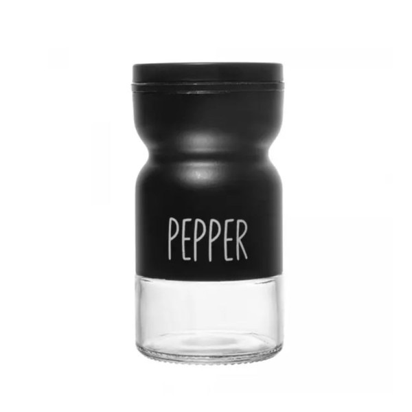 Encontraproduto.com.br - Pimenteiro de Vidro com Tampa de Metal Preto 120ml - Lyor