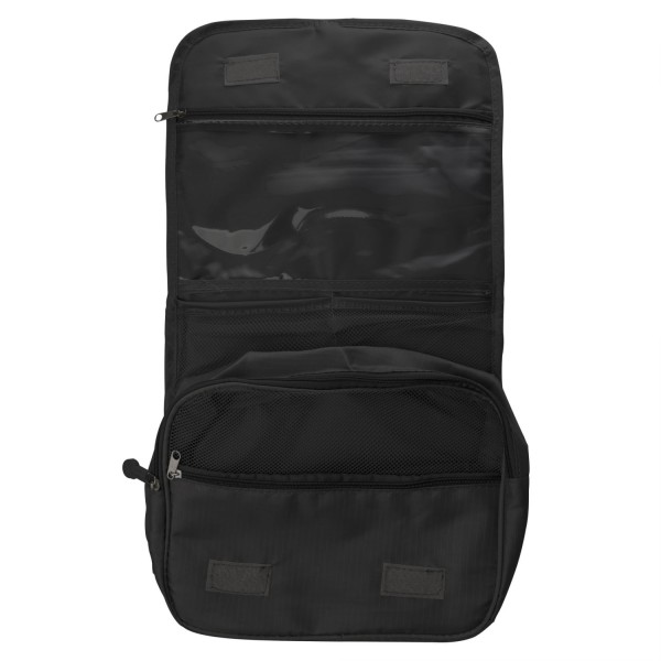 Encontraproduto.com.br - Necessaire com Bolsos e Gancho para Pendurar de Nylon Preta - Lyor