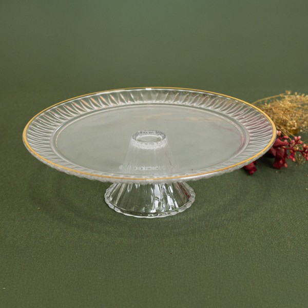 Encontraproduto.com.br - Prato Para Bolo C/ Pé 32cm em Vidro Lyor