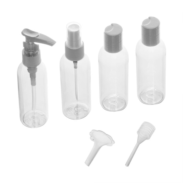 Encontraproduto.com.br - Conjunto 4 Frascos para Viagem de Plástico com Tampa Cinza - Lyor
