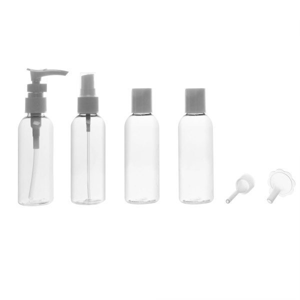Encontraproduto.com.br - Conjunto 4 Frascos para Viagem de Plástico com Tampa Cinza - Lyor