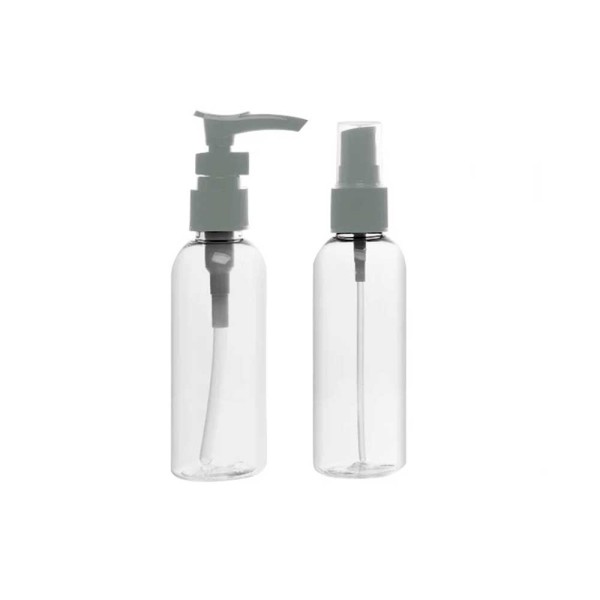 Encontraproduto.com.br - Conjunto 4 Frascos para Viagem de Plástico com Tampa Cinza - Lyor