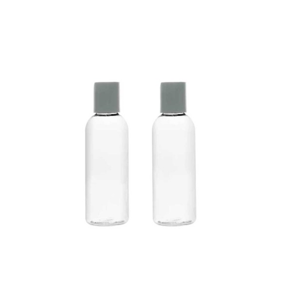 Encontraproduto.com.br - Conjunto 4 Frascos para Viagem de Plástico com Tampa Cinza - Lyor