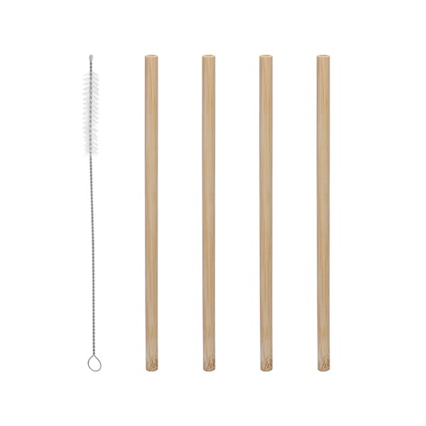 Encontraproduto.com.br - Conjunto 4 Canudos de Bambu Reutilizáveis com Escova para Limpeza 20cm - Lyor