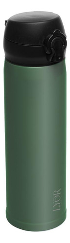 Garrafa Térmica Lyor Flip Em Aço Inox Com Tampa Verde 410ml
