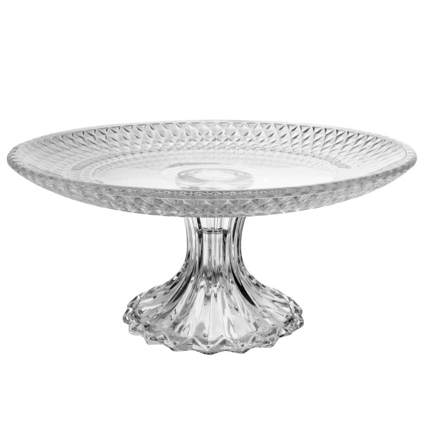 Encontraproduto.com.br - Prato para Bolo com Pé de Cristal Roman 25cm x 25cm x 12cm – Lyor