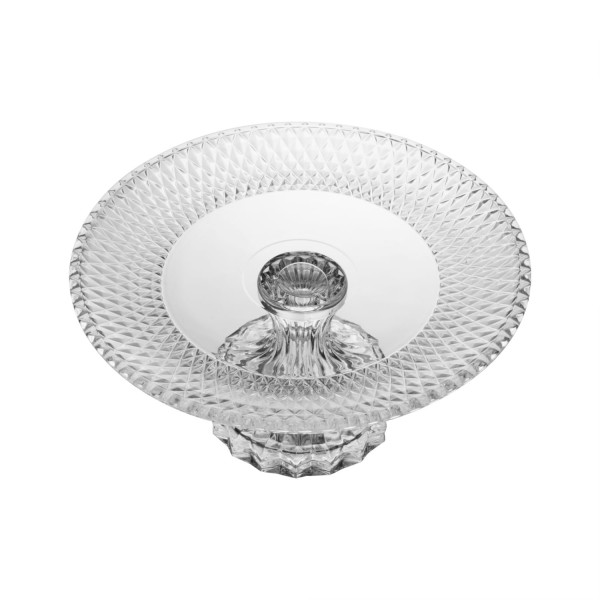 Encontraproduto.com.br - Prato para Bolo com Pé de Cristal Roman 25cm x 25cm x 12cm – Lyor