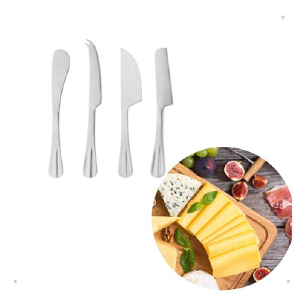 Conjunto 4 Facas para Queijo de Aço Inox Positano com Caixa Display - Lyor