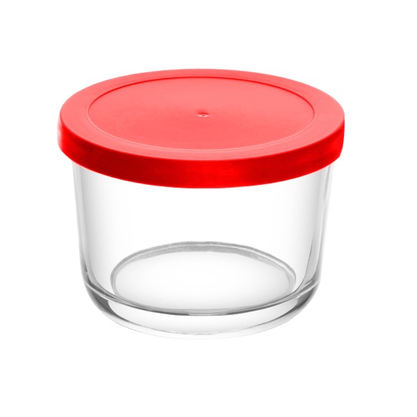 Encontraproduto.com.br - Pote de Vidro com Tampa em PP Vermelha 200ml - Lyor