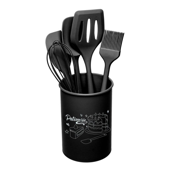Jogo 5 Utensílios de Confeitaria de Silicone Preto