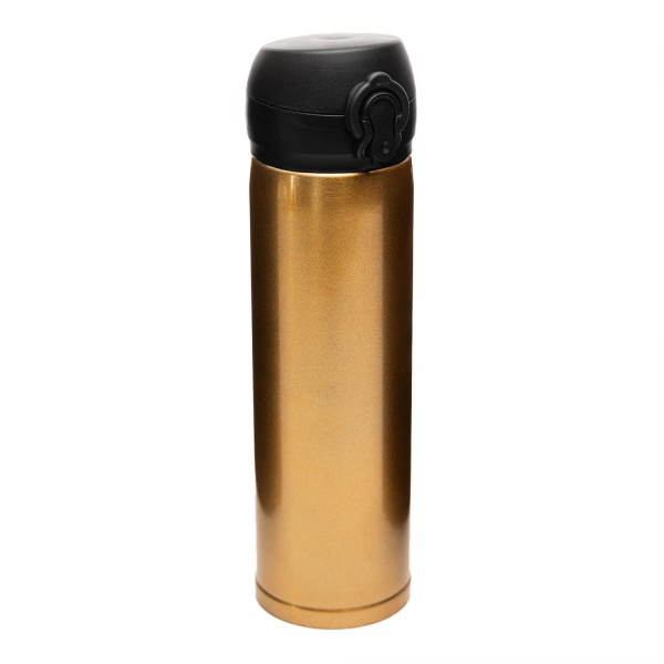 Garrafa Térmica Dupla Parede de Aço Inox com Tampa Flip Dourada 410ml - Lyor